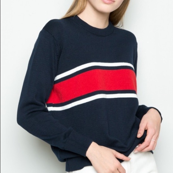 Brandy Melville Sweaters - MUST GO! BM Jayden Blue Red Stripe Sweater